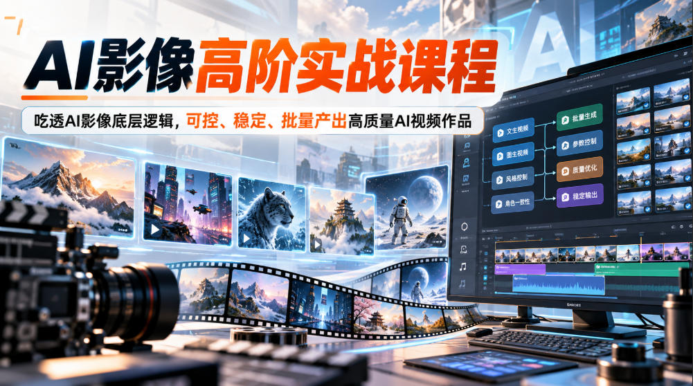 AI影像高阶实战课程,吃透AI影像底层逻辑,可控、稳定、批量产出高质量AI视频作品-旺仔资源库