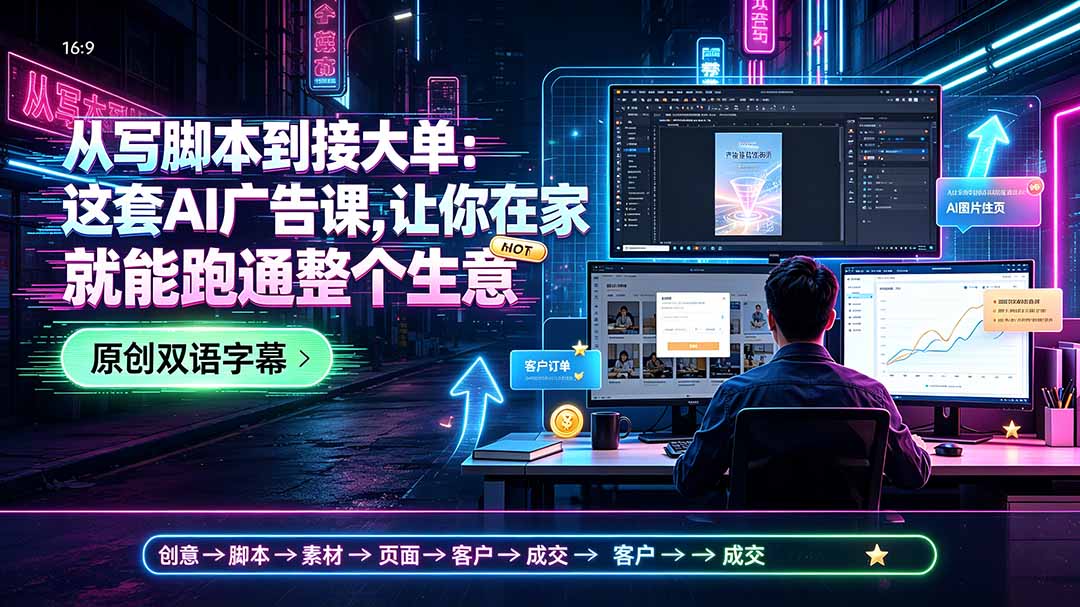 从写脚本到接大单：这套AI广告课，让你在家就能跑通整个生意【原创双语字幕】-旺仔资源库