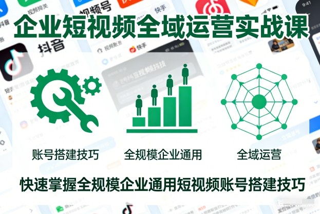 企业短视频全域运营实战课,快速掌握全规模企业通用短视频账号搭建技巧-旺仔资源库