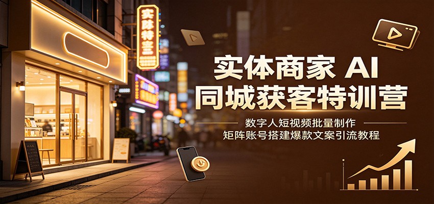 实体商家AI同城获客特训营:数字人短视频批量制作,矩阵账号搭建爆款文案引流教程-旺仔资源库
