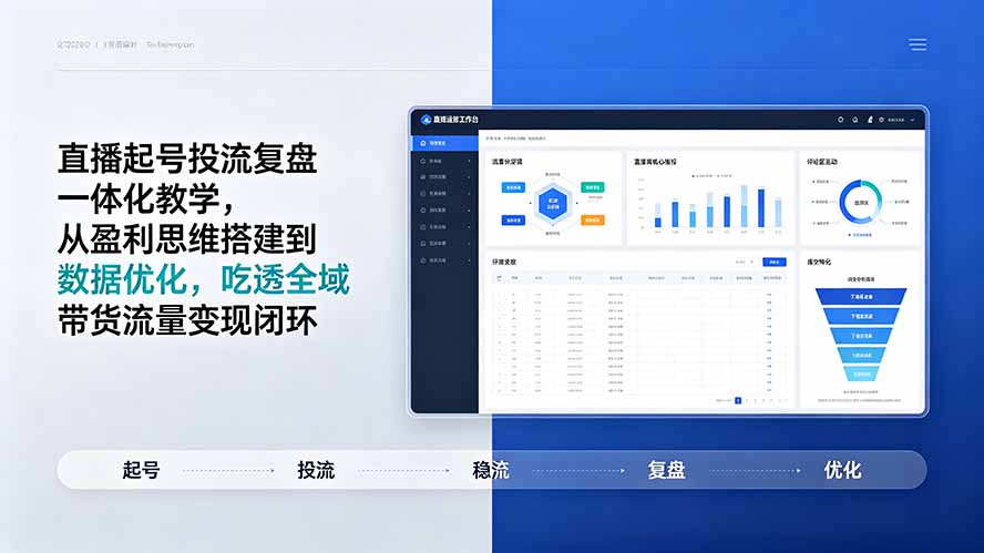 直播起号投流复盘一体化教学,从盈利思维搭建到数据优化,吃透全域带货流量变现闭环-旺仔资源库