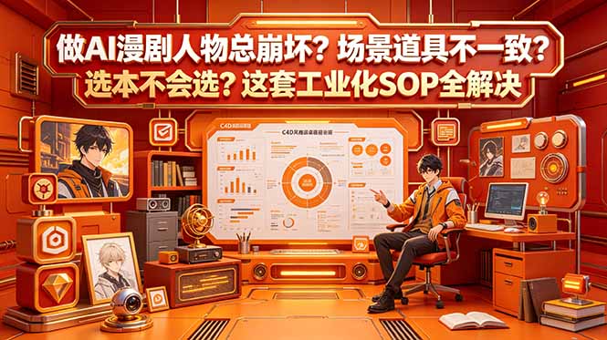 做AI漫剧人物总崩坏?场景道具不一致?选本不会选?这套工业化SOP全解决 (更新-旺仔资源库