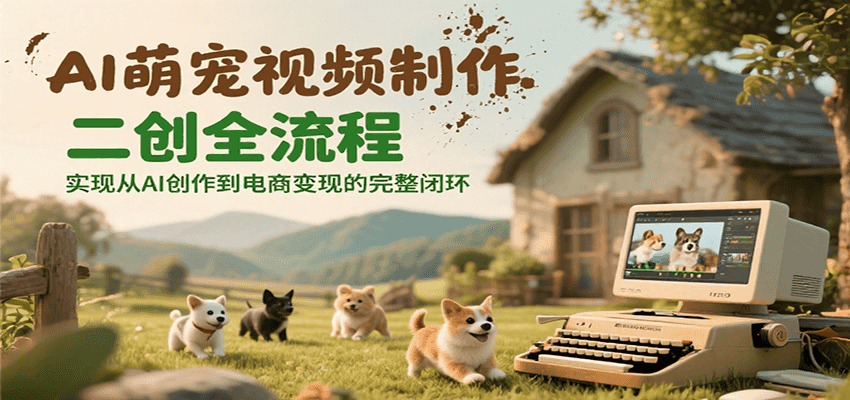AI萌宠视频制作二创全流程，实现从AI创作到电商变现的完整闭环-旺仔资源库