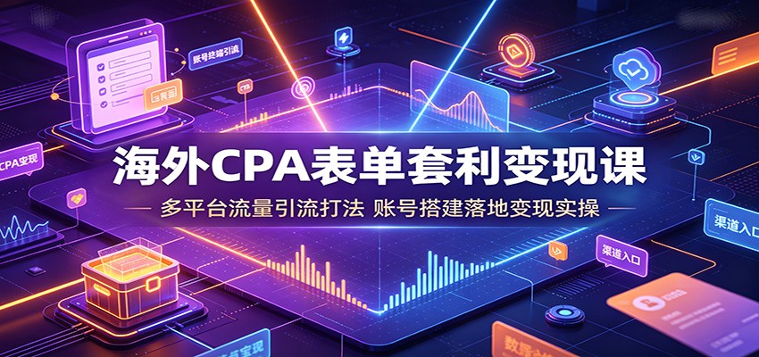 海外CPA表单套利变现课:多平台流量引流打法,账号搭建落地变现实操-旺仔资源库