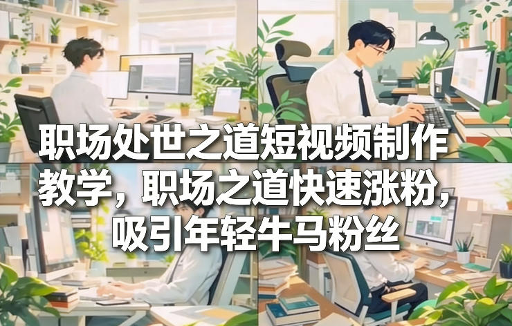 职场处世之道短视频制作教学，职场之道快速涨粉，吸引年轻牛马粉丝-旺仔资源库