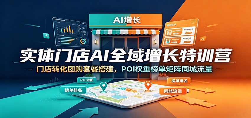 实体门店AI全域增长特训营：门店转化团购套餐搭建，POI权重榜单矩阵同城流量-旺仔资源库