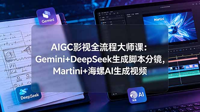 AIGC影视全流程大师课:Gemini+DeepSeek生成脚本分镜,Martini+海螺AI生成视频-旺仔资源库