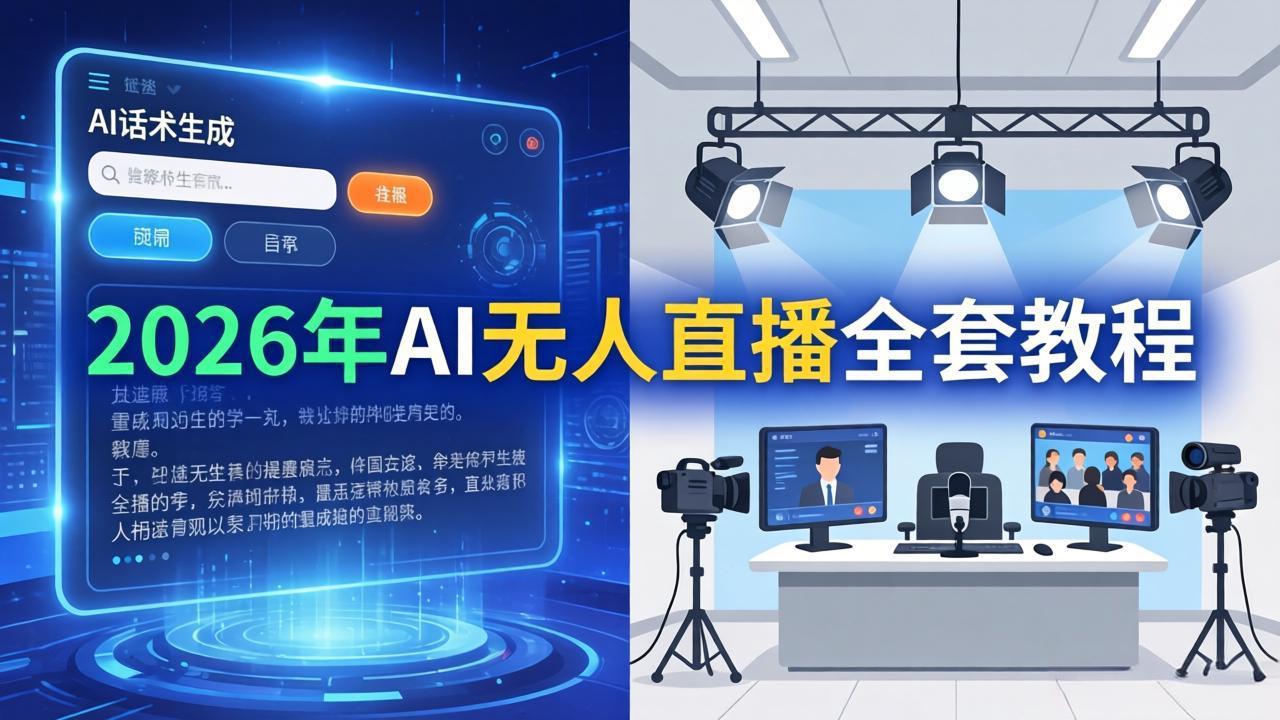 2026年AI无人直播全套教程：OBS安装+软件配置+直播间搭建+话术生成+一键开播实操-旺仔资源库