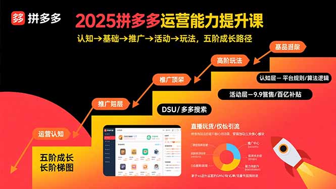2025拼多多运营能力提升课：认知→基础→推广→活动→玩法，五阶成长路径-旺仔资源库