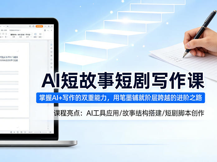 AI短故事短剧写作课,掌握AI+写作的双重能力,用笔墨铺就阶层跨越的进阶之路-旺仔资源库