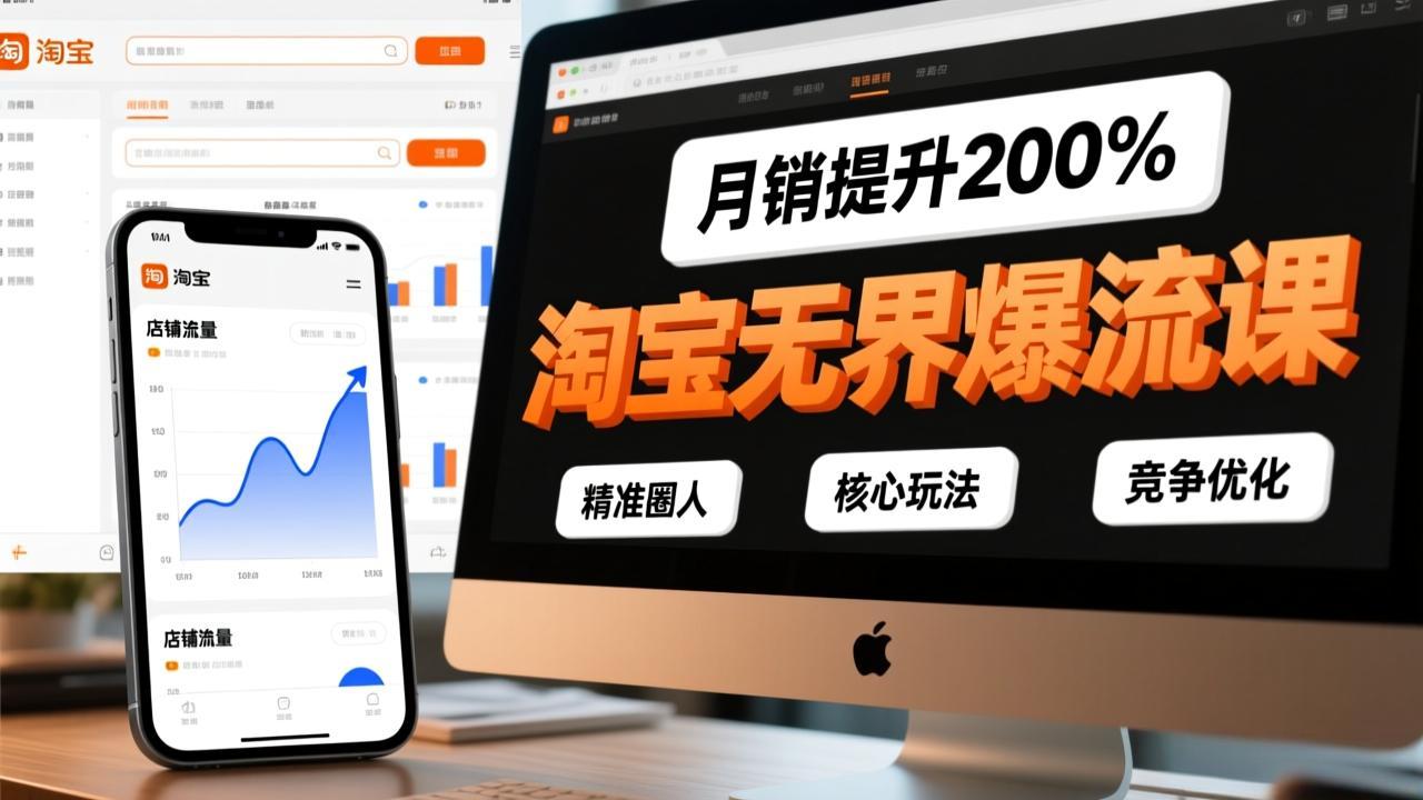 淘宝无界爆流课，精准圈人、核心玩法、竞争优化，快速引爆店铺流量，月销提升200%-旺仔资源库