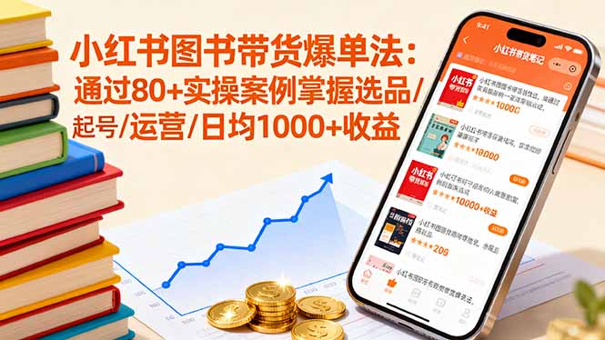 小红书图书带货爆单法：通过80+实操案例掌握选品/起号/运营/日均1000+收益-旺仔资源库