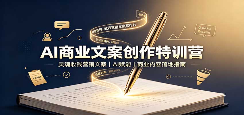 AI商业文案创作特训营：灵魂收钱营销文案，AI赋能，商业内容落地指南-旺仔资源库