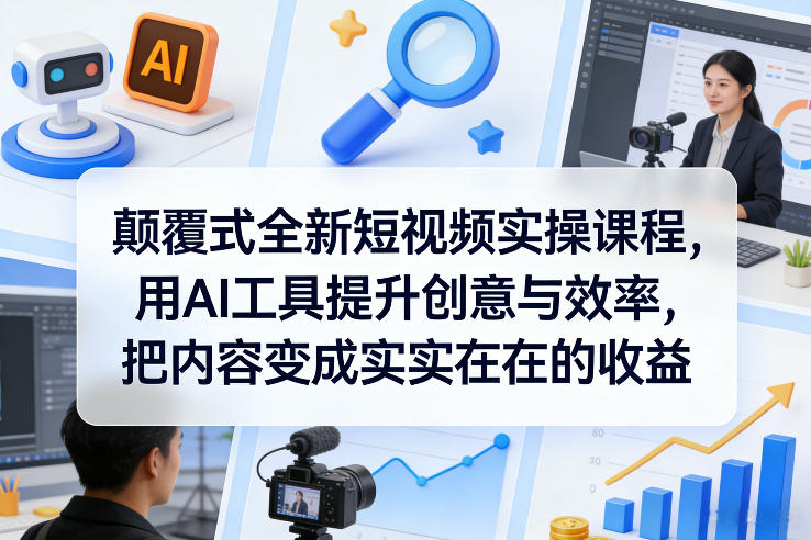 颠覆式全新短视频实操课程，用AI工具提升创意与效率，把内容变成实实在在的收益-旺仔资源库