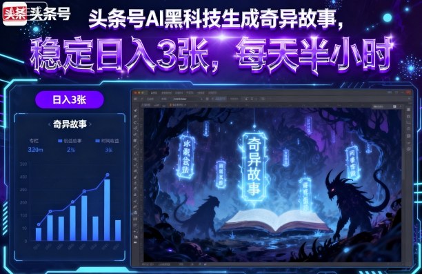 头条号AI黑科技生成奇异故事，稳定日入3张，每天半小时-旺仔资源库