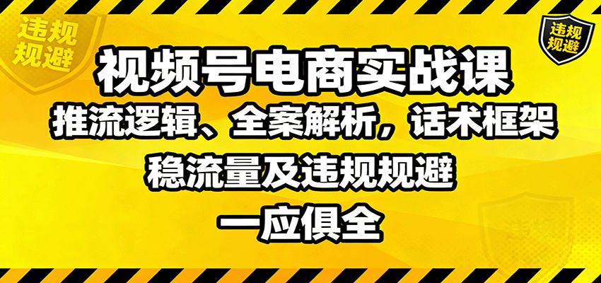 视频号电商实战课：推流逻辑、全案解析，话术框架，稳流量及违规规避等-旺仔资源库
