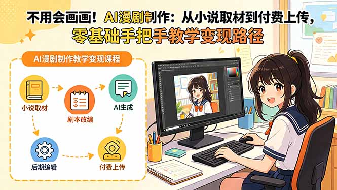 不用会画画!AI漫剧制作:从小说取材到付费上传,零基础手把手教学变现路径(更新-旺仔资源库