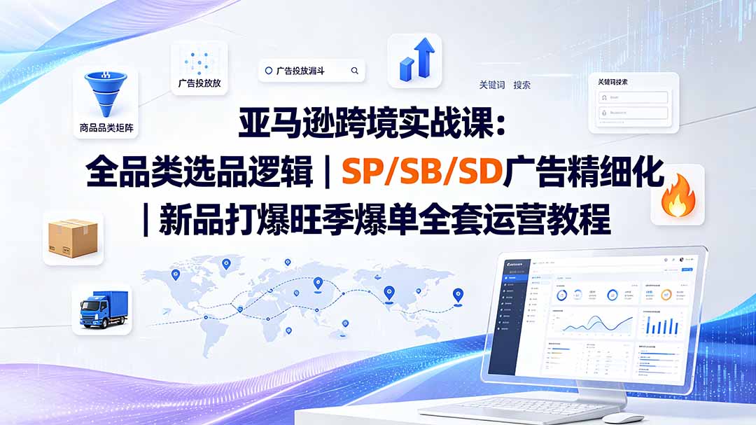 亚马逊跨境实战课-更新8月：全品类选品逻辑｜SP/SB/SD广告精细化｜新品打爆旺季爆单全套运营教程-旺仔资源库