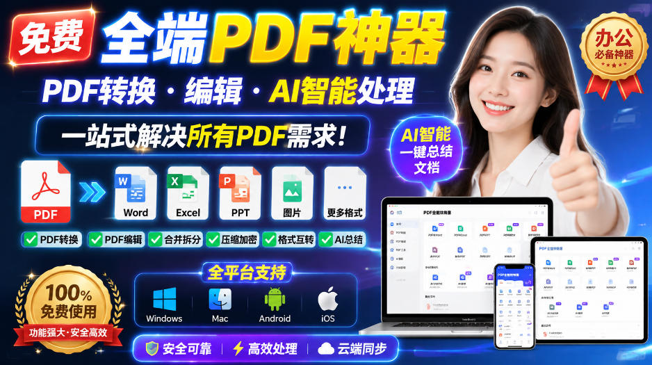 免费全端PDF神器,PDF转换·编辑·AI智能处理,一站式解决所有PDF需求!-旺仔资源库