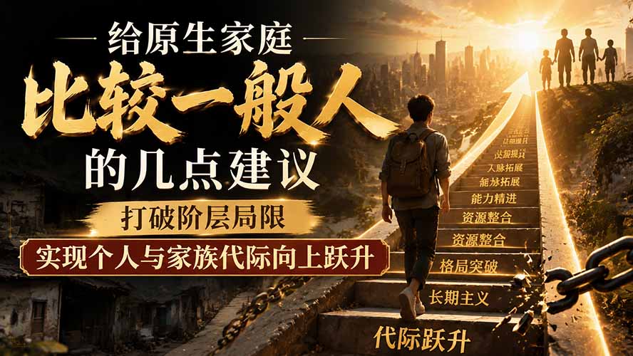 付费文章:给原生家庭比较一般人的几点建议,打破阶层局限,实现个人与家族代际向上跃升-旺仔资源库