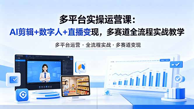 某团队多平台实操运营课-更新26年4月20：AI剪辑+数字人+直播变现，多赛道全流程实战教学-旺仔资源库