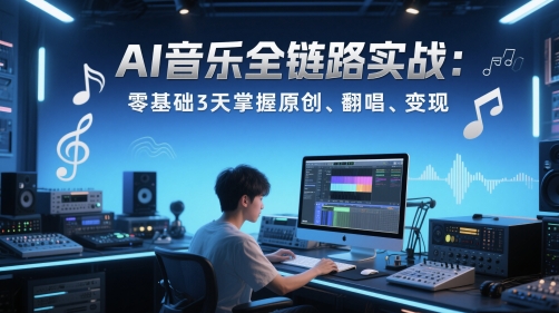 AI音乐全链路实战变现课：零基础3天掌握原创、翻唱、变现-旺仔资源库
