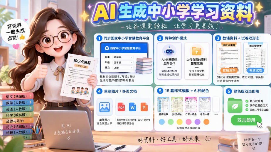 孩子的教辅别再乱买了：同步国家中小学智慧平台，AI一键生成图文教辅和试卷-旺仔资源库