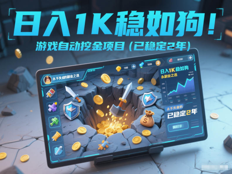 日入1K稳如狗!游戏自动挖金项目(已稳定2年),永不失业的副业之选【揭秘】-旺仔资源库