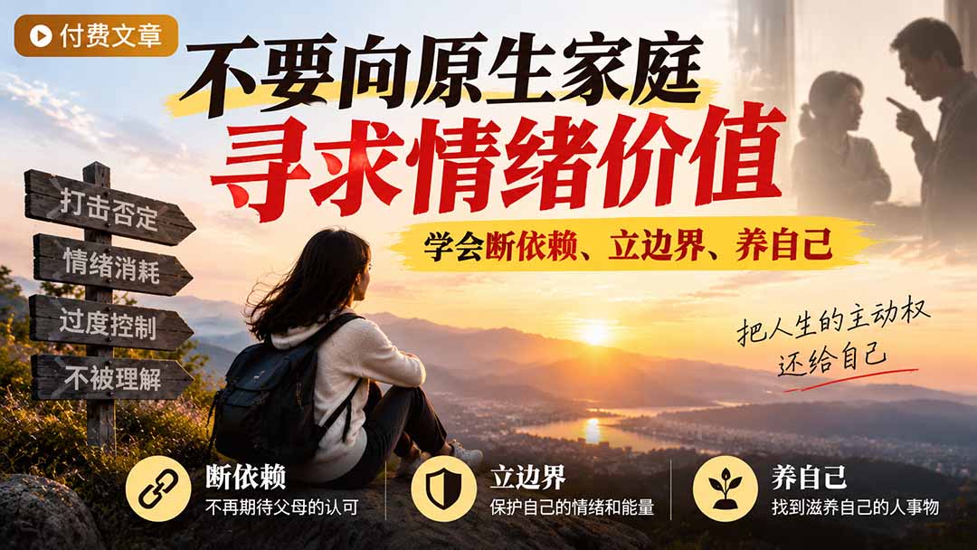 付费文章：不要向原生家庭寻求情绪价值，学会断依赖、立边界、养自己-旺仔资源库
