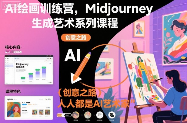 AI绘画训练营，Midjourney生成艺术系列课程，人人都是AI艺术家-旺仔资源库