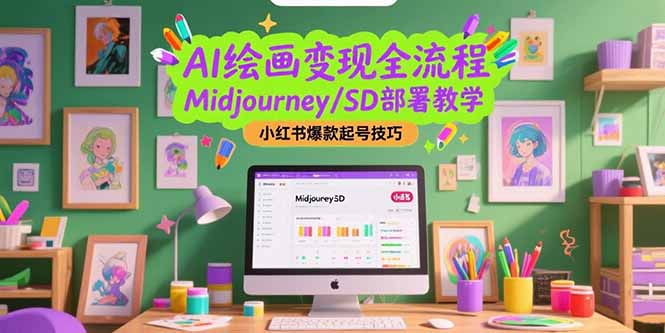 AI绘画变现全流程，Midjourney/SD部署教学，小红书爆款起号技巧-旺仔资源库