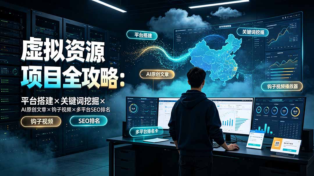 虚拟资源项目全攻略：平台搭建×关键词挖掘×AI原创文章×钩子视频×多平台SEO排名-旺仔资源库