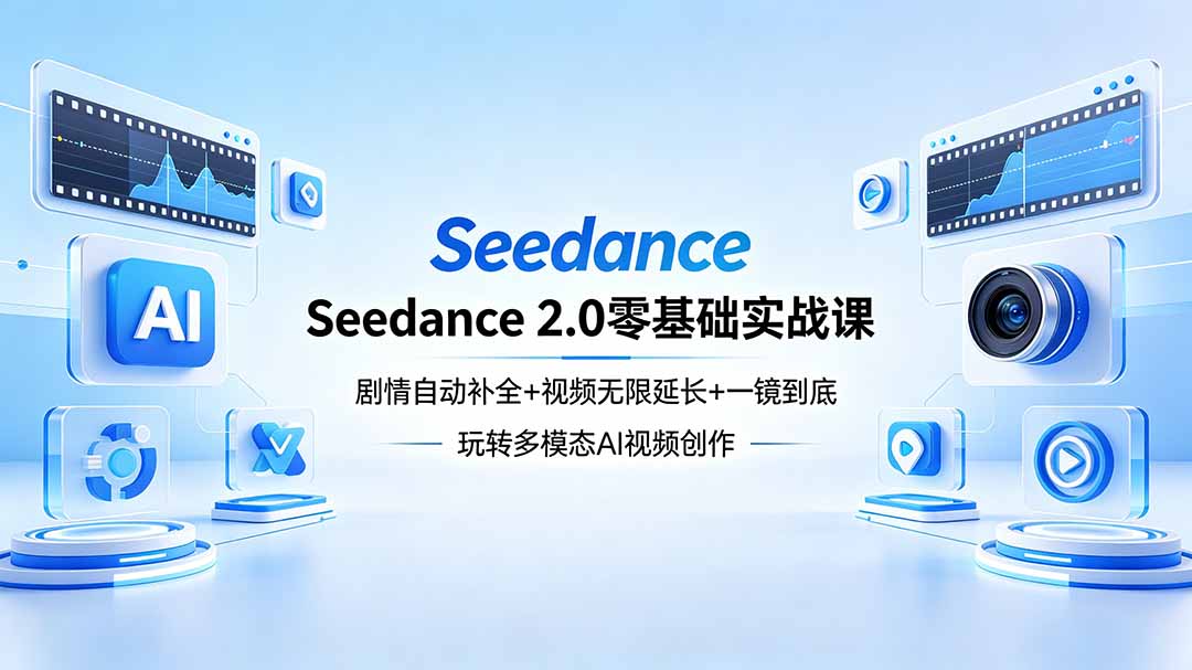 Seedance 2.0零基础实战课：剧情自动补全+视频无限延长+一镜到底：玩转多模态AI视频创作-旺仔资源库