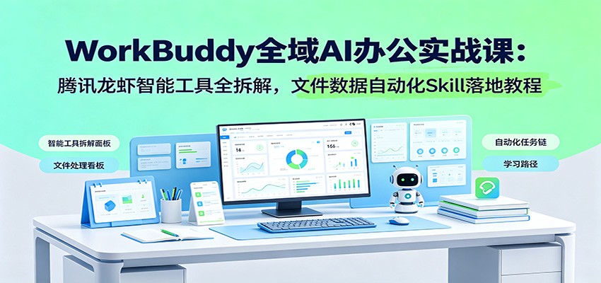 WorkBuddy全域AI办公实战课:腾讯龙虾智能工具全拆解,文件数据自动化Skill落地教程-旺仔资源库