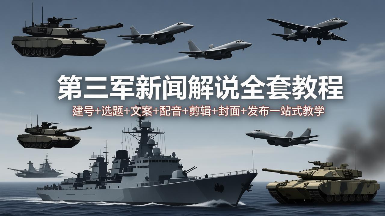 第三军迷新闻解说全套教程：建号+选题+文案+配音+剪辑+封面+发布一站式教学-旺仔资源库