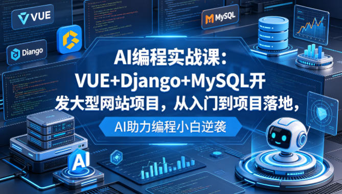 AI编程实战课：VUE+Django+MySQL开发大型网站项目，从入门到项目落地，AI助力编程小白逆袭-旺仔资源库
