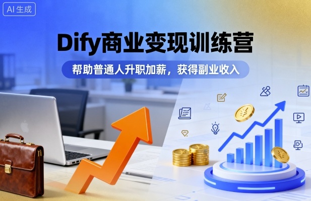 Dify商业变现训练营，帮助普通人升职加薪，获得副业收入-旺仔资源库