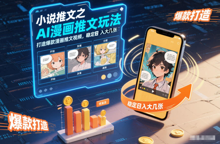 小说推文之AI漫画推文玩法,打造爆款漫画推文视频,稳定日入大几张-旺仔资源库