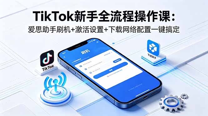 TikTok新手全流程操作课：爱思助手刷机+激活设置+下载网络配置一键搞定-旺仔资源库