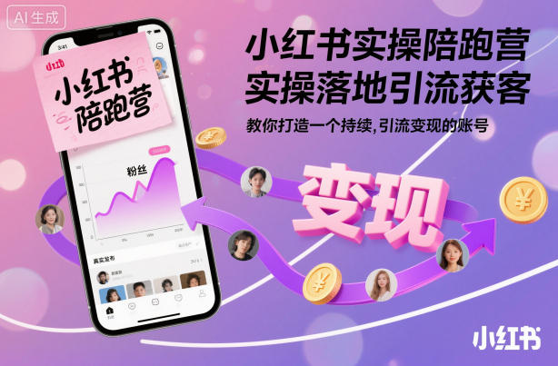 小红书实操陪跑营，实操落地引流获客，教你打造一个持续引流变现的账号-旺仔资源库