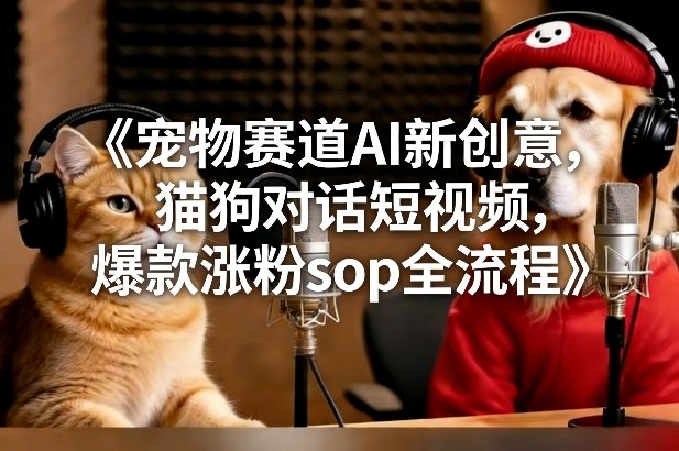 宠物赛道AI新创意，猫狗对话短视频，爆款涨粉sop全流程-旺仔资源库