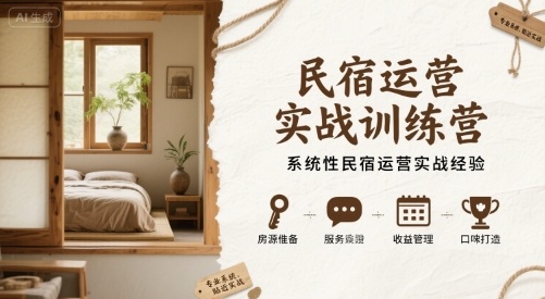 民宿运营实战训练营，系统性民宿运营实战经验-旺仔资源库