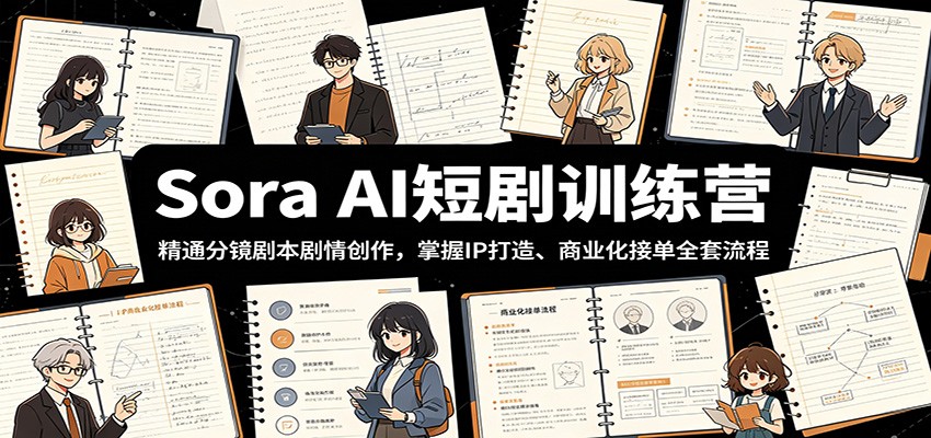Sora AI短剧训练营:精通分镜剧本剧情创作,掌握IP打造、商业化接单全套流程-旺仔资源库