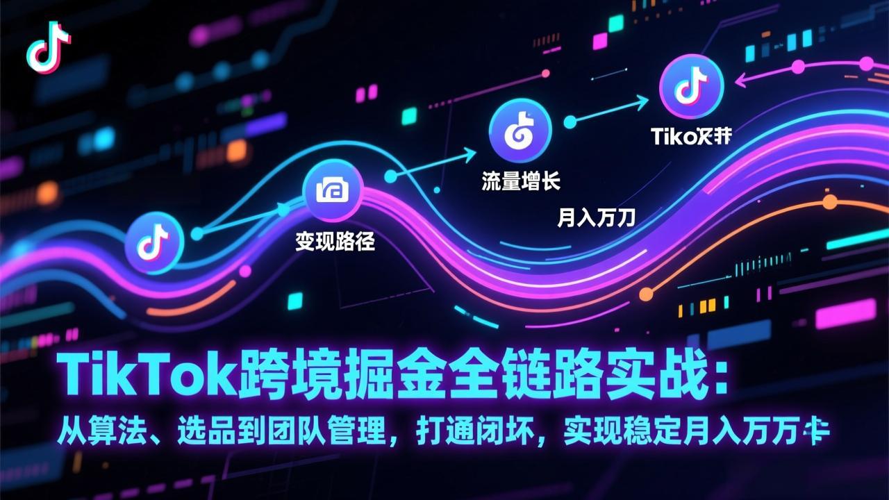 TikTok跨境掘金全链路实战：从算法、选品到团队管理，打通闭环，实现稳定月入万刀-旺仔资源库