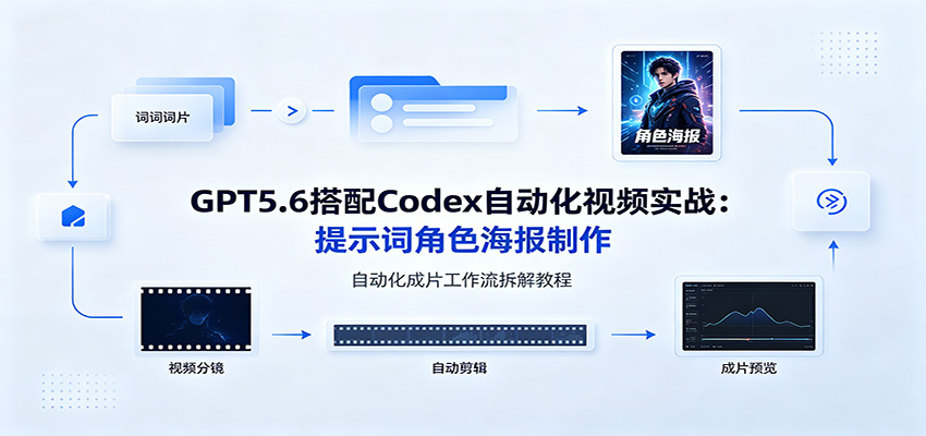 GPT5.6搭配Codex自动化视频实战:提示词角色海报制作,自动化成片工作流拆解教程-旺仔资源库