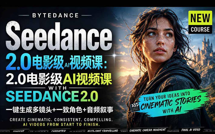 字节跳动的Seedance 2.0 AI电影视频生成制作教程，一键生成多镜头+一致角色+音频叙事-中英字幕-旺仔资源库