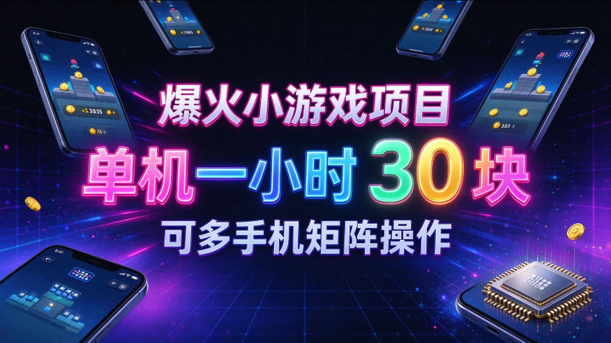 爆火小游戏撸金项目，实测单机一小时30+，可多手机矩阵操作，新手看完一遍就能上手【揭秘】-旺仔资源库