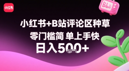 小红书+B站评论区种草，零门槛简单上手快 ，1分钟一单，只需复制粘贴评论就有钱-旺仔资源库