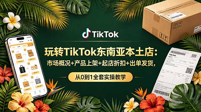 玩转TikTok东南亚本土店：市场概况+产品上架+起店折扣+出单发货，从0到1全套实操教学-旺仔资源库