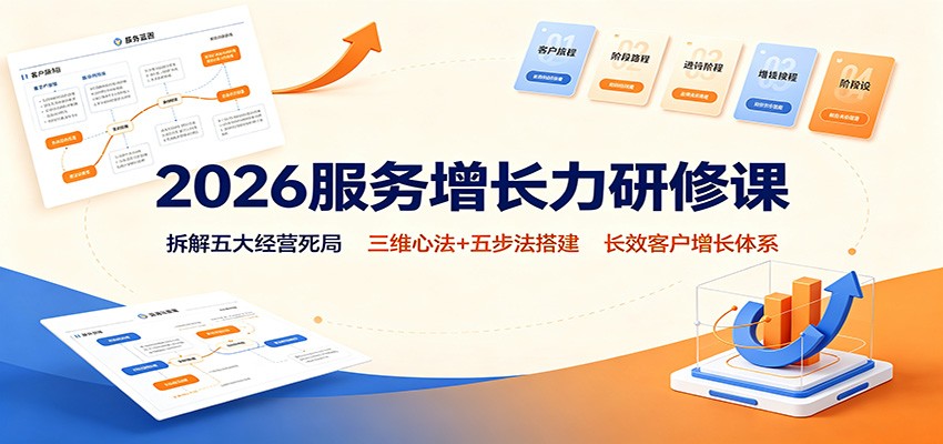 2026服务增长力研修课：拆解五大经营死局，三维心法+五步法搭建长效客户增长体系-旺仔资源库
